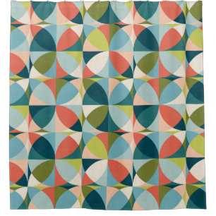 Mid-Century Geometric, Abstract Seamless Design. Shower Curtain