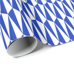 Mid-Century geometric, cobalt and white Wrapping Paper