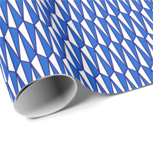 Mid-Century geometric, cobalt and white Wrapping Paper