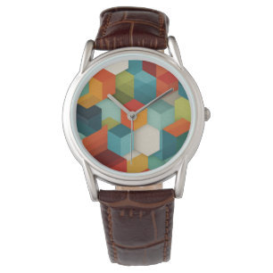 Mid-Century Geometric Cube Watch