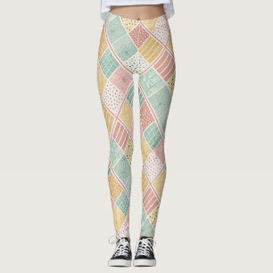 Mid-Century Geometric Design with Dots and Lines 2 Leggings