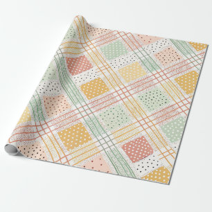 Mid-Century Geometric Design with Dots and Lines Wrapping Paper