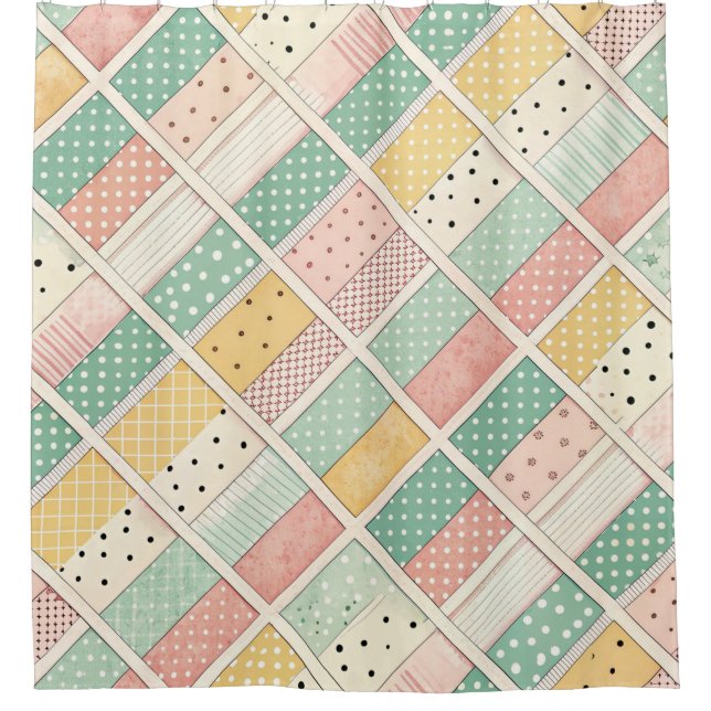 Mid-Century Geometric Design with Dots & Lines 4  Shower Curtain (Front)