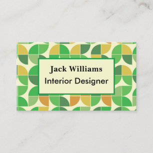 Mid Century Geometric Floral Green Custom  Business Card