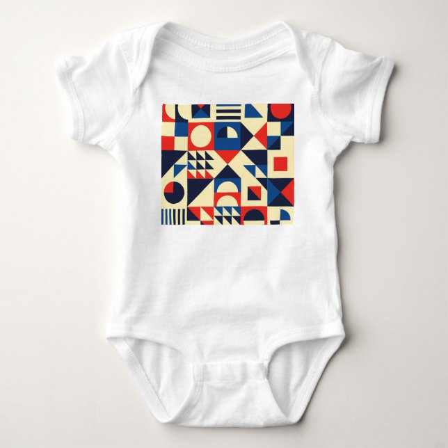 Mid-Century Geometric: Funky Retro Pattern. Baby Bodysuit (Front)
