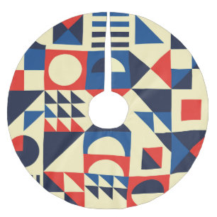 Mid-Century Geometric: Funky Retro Pattern. Brushed Polyester Tree Skirt
