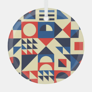 Mid-Century Geometric: Funky Retro Pattern. Glass Tree Decoration