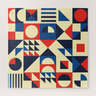 Mid-Century Geometric: Funky Retro Pattern. Jigsaw Puzzle