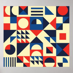 Mid-Century Geometric: Funky Retro Pattern. Poster