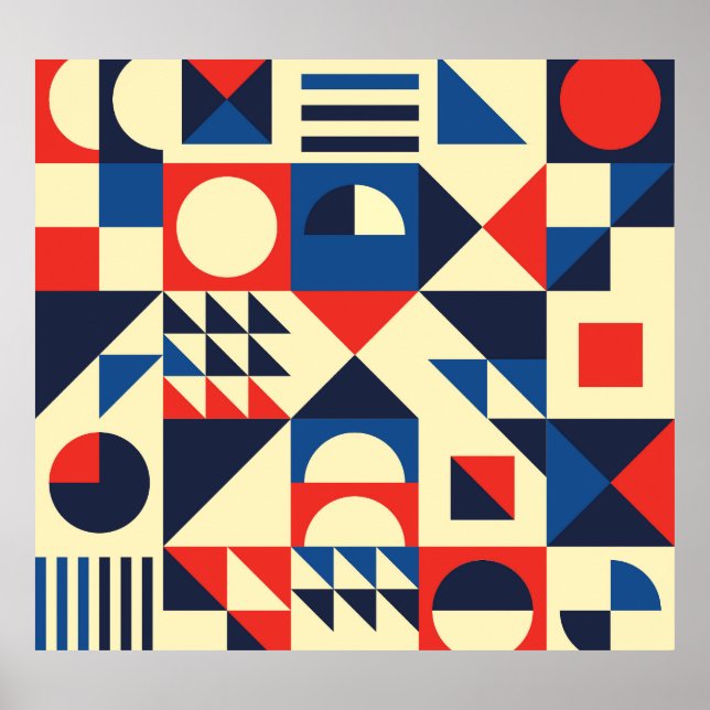Mid-Century Geometric: Funky Retro Pattern. Poster (Front)