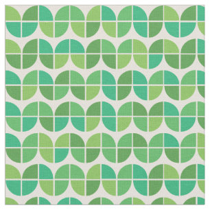 Mid Century Geometric Green Shapes Pattern  Fabric