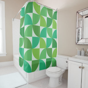 Mid Century geometric green shapes pattern Shower Curtain