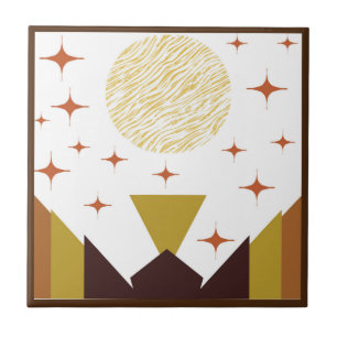 Mid Century Geometric Landscape Border Tile