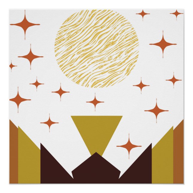 Mid Century Geometric Landscape  Poster (Front)