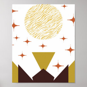 Mid Century Geometric Landscape Poster
