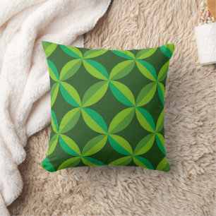 Mid Century Geometric Lime Mint Green Circles Cushion