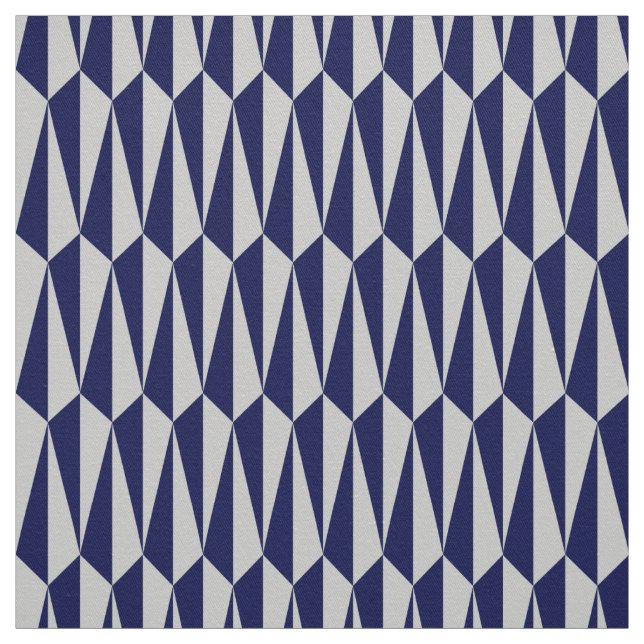 Mid-Century geometric, navy blue and grey Fabric (Swatch)