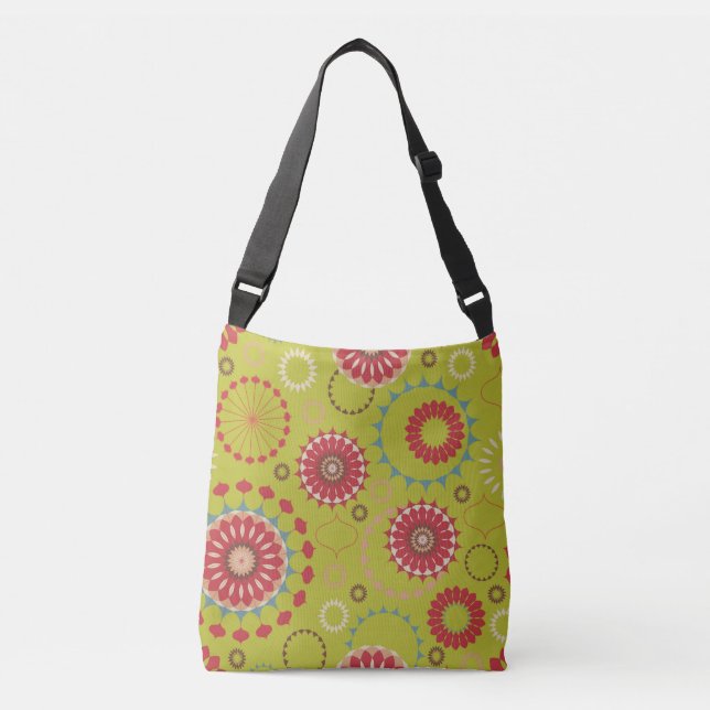 Mid-Century Geometric Pattern  Crossbody Bag (Front)