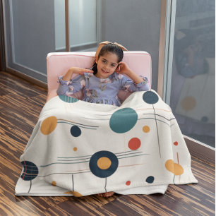 Mid Century Geometric Pattern Fleece Blanket