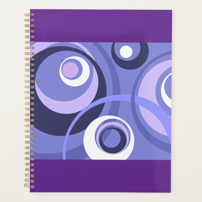 Mid-Century Geometric Purple Circles Abstract Planner (Front)