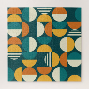 Mid-Century Geometric: Retro Minimalist Design. Jigsaw Puzzle