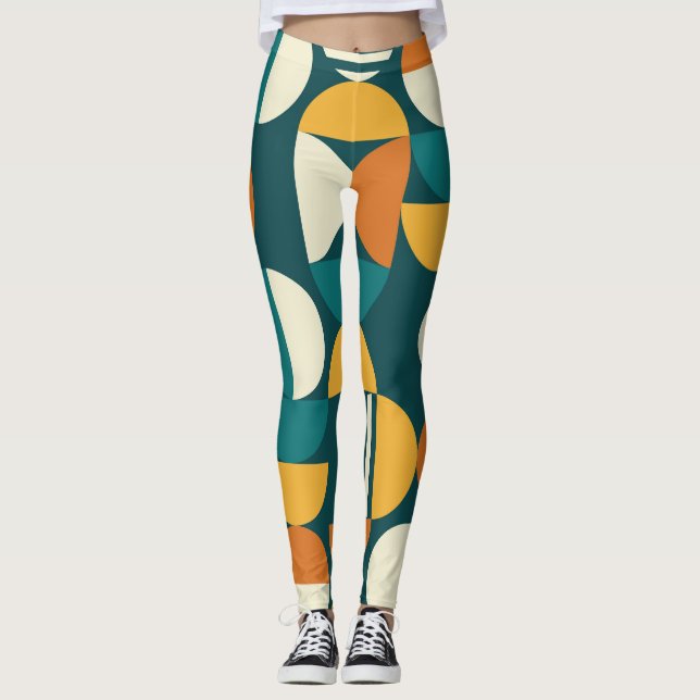 Mid-Century Geometric: Retro Minimalist Design. Leggings (Front)