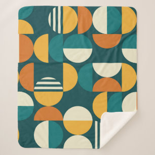 Mid-Century Geometric: Retro Minimalist Design. Sherpa Blanket