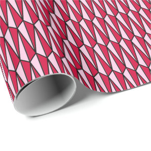 Mid-Century geometric, rose red and pink Wrapping Paper