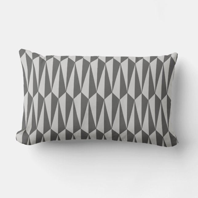 Mid-Century geometric, shades of grey Lumbar Cushion (Front)