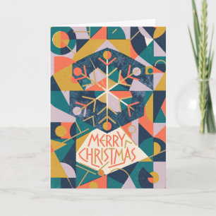 Mid Century Geometric Snowflake Christmas Card