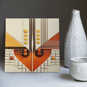 Mid-Century Geometric Symmetry Art Deco Tile