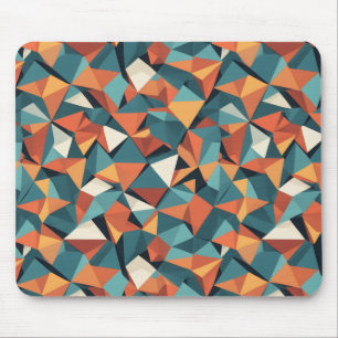 Mid-Century Geometric Teal & Orange Pattern Mouse Mat