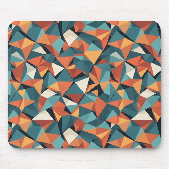 Mid-Century Geometric Teal & Orange Pattern Mouse Mat (Front)