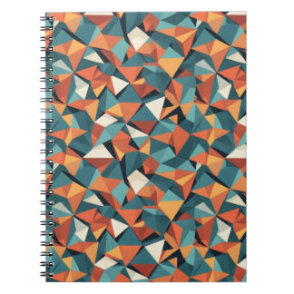 Mid-Century Geometric Teal & Orange Pattern Notebook