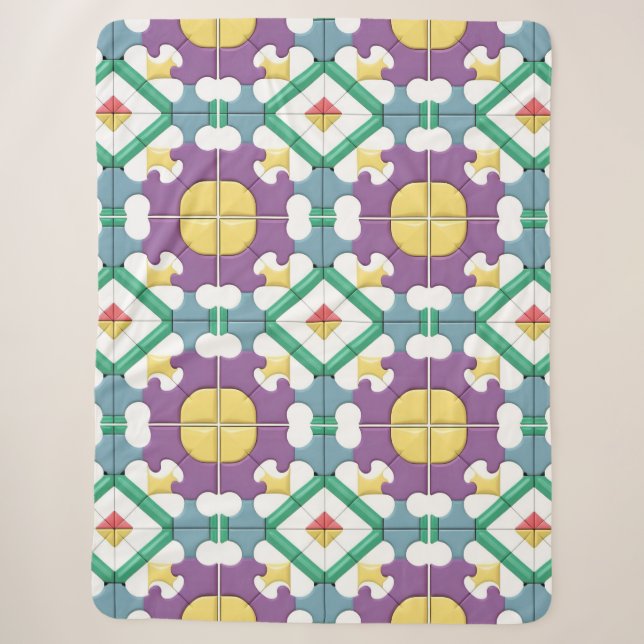 Mid Century Geometry For Modern Interior Style Sherpa Blanket (Front)
