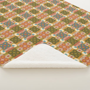 Mid-Century Geometry, Retro Seamless Pattern Sherpa Blanket