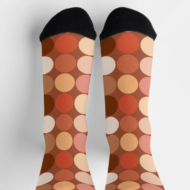 Mid-Century Giant Dots, Chocolate Brown and Tan Socks (Top)