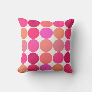 Mid-Century Giant Dots, Fuchsia Pink and Coral Cushion