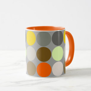 Mid-Century Giant Dots, Gray, Gold and Orange Mug