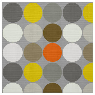 Mid-Century Giant Dots, Grey, Gold and Orange Fabric