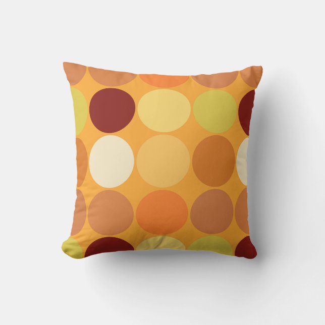 Mid-Century Giant Dots, Mustard Gold and Brown Cushion (Front)