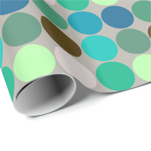 Mid-Century Giant Dots, Turquoise and Grey Wrapping Paper