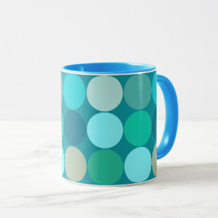 Mid-Century Giant Dots, Turquoise, Aqua &  Beige Mug