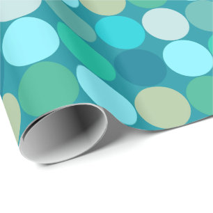 Mid-Century Giant Dots, Turquoise, Aqua &  Beige Wrapping Paper