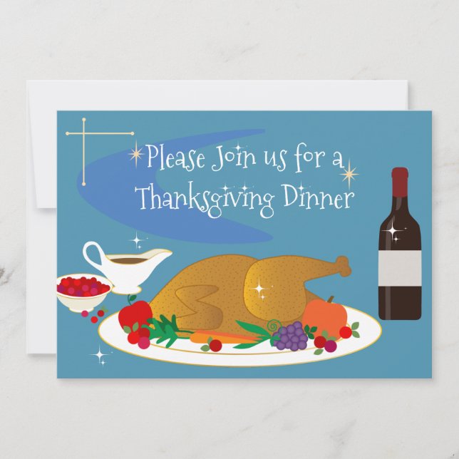 Mid Century Give Thanks Retro Happy Thanksgiving H Invitation (Front)