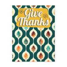 Mid Century Give Thanks Retro Happy Thanksgiving