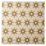 Mid-Century Gold Starburst Pattern Large Tile<br><div class="desc">Mid-century modern inspired design featuring vintage pattern of retro gold starbursts on a beige background. Simple, clean modern design. Create your own custom pattern by uploading a new image, or use the "message" button to contact the designer for help. To create your own patterned design: 1. Select personalise this template....</div>