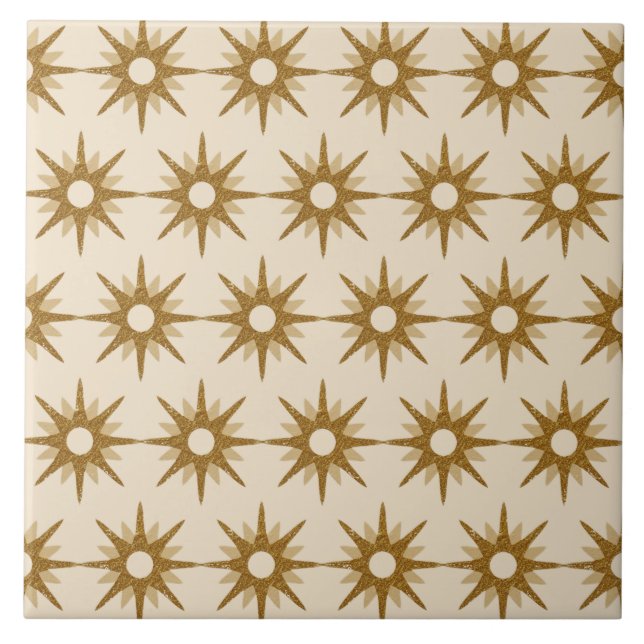Mid-Century Gold Starburst Pattern Large Tile (Front)