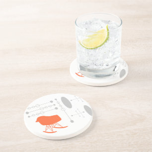 Mid-Century Gray Pattern Chair Silhouette Coaster