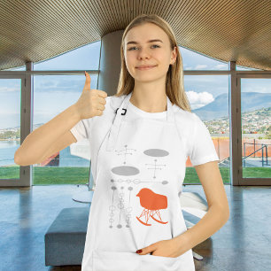 Mid-Century Gray Pattern Chair Silhouette Standard Apron